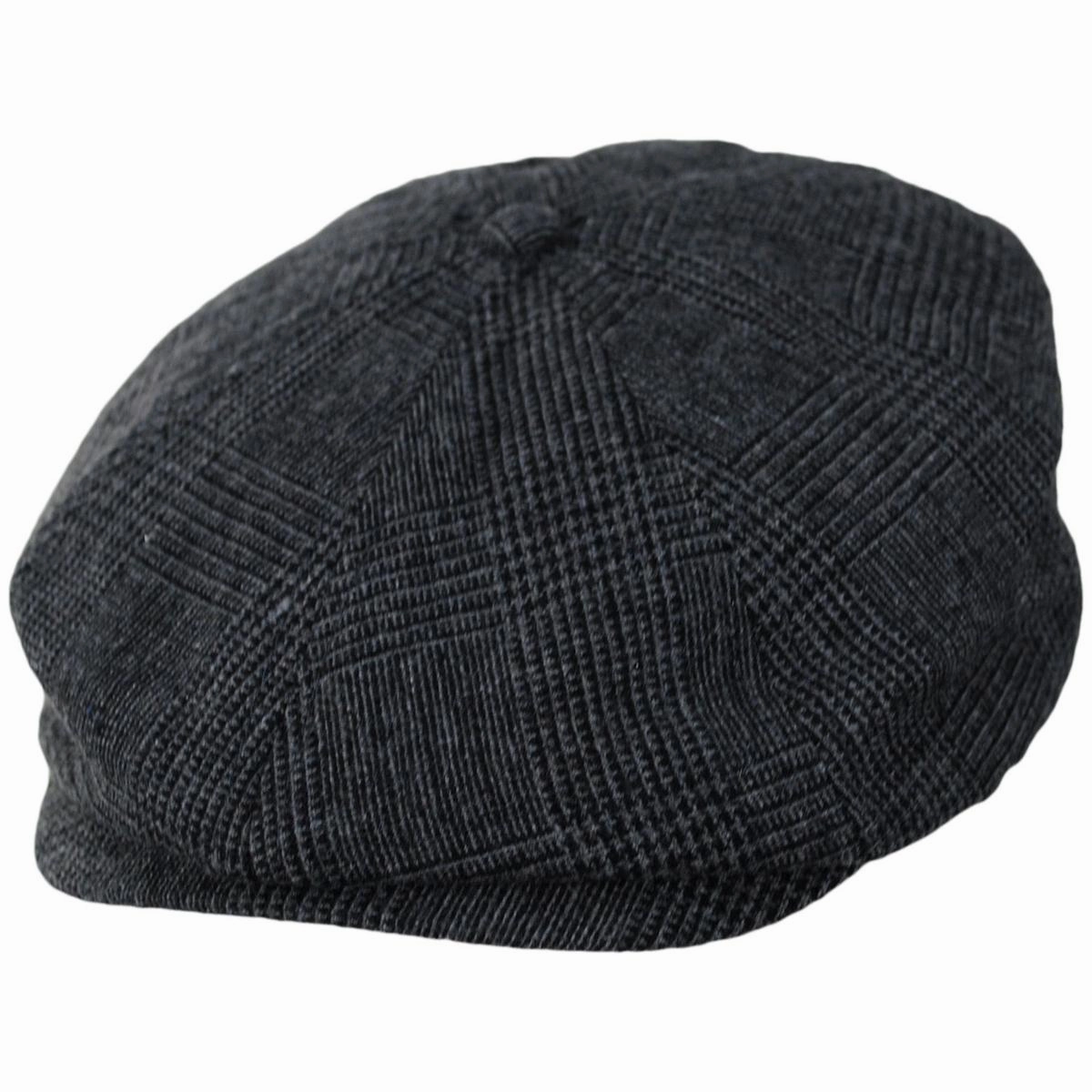 Brood Wool Blend Glen Plaid Newsboy Cap - Charcoal