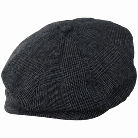 Brood Wool Blend Glen Plaid Newsboy Cap - Charcoal
