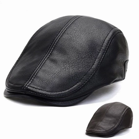 Bruk Vintage Leather Flat Cap