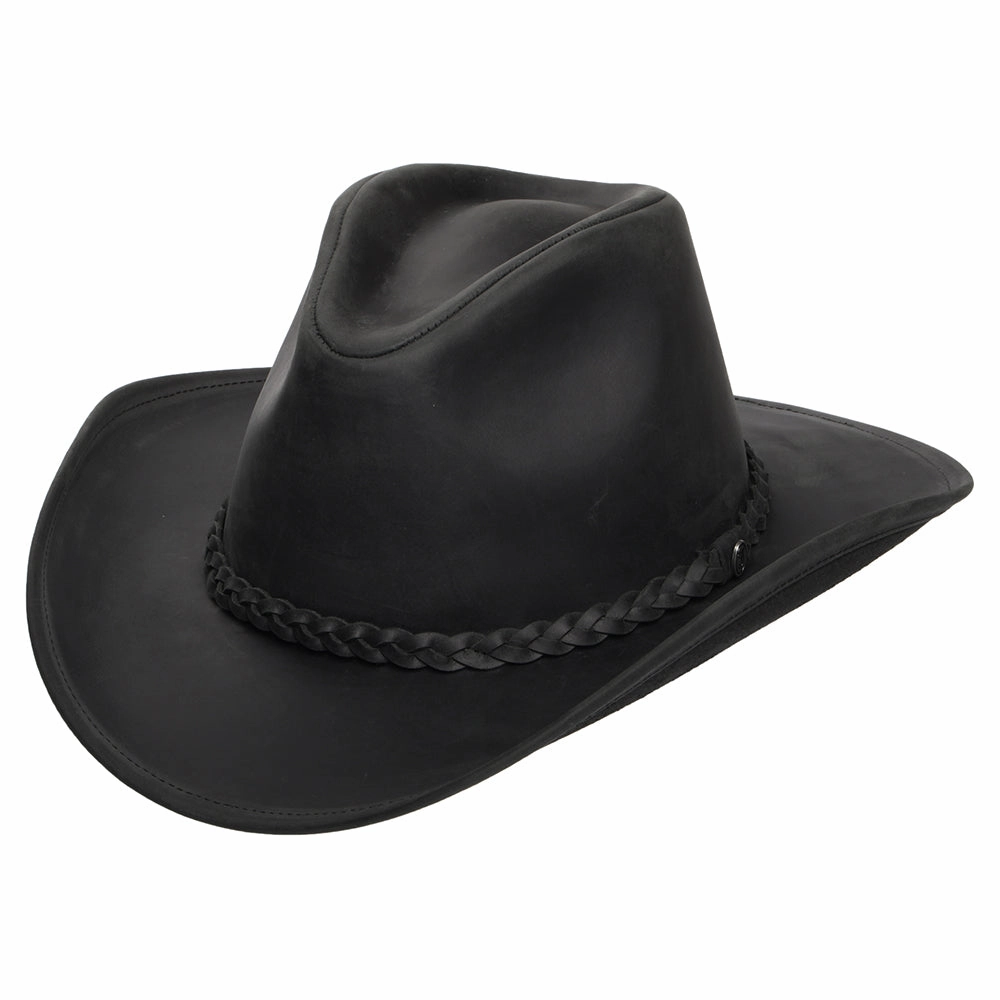 Buffalo Leather Cowboy Hat - Black