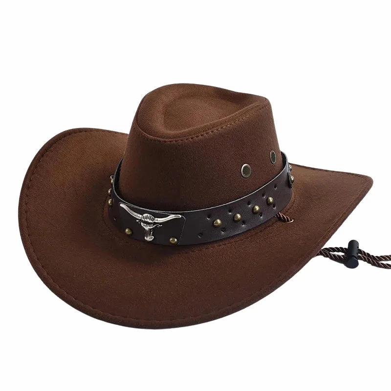 Bull Head Suede Cowboy Hat