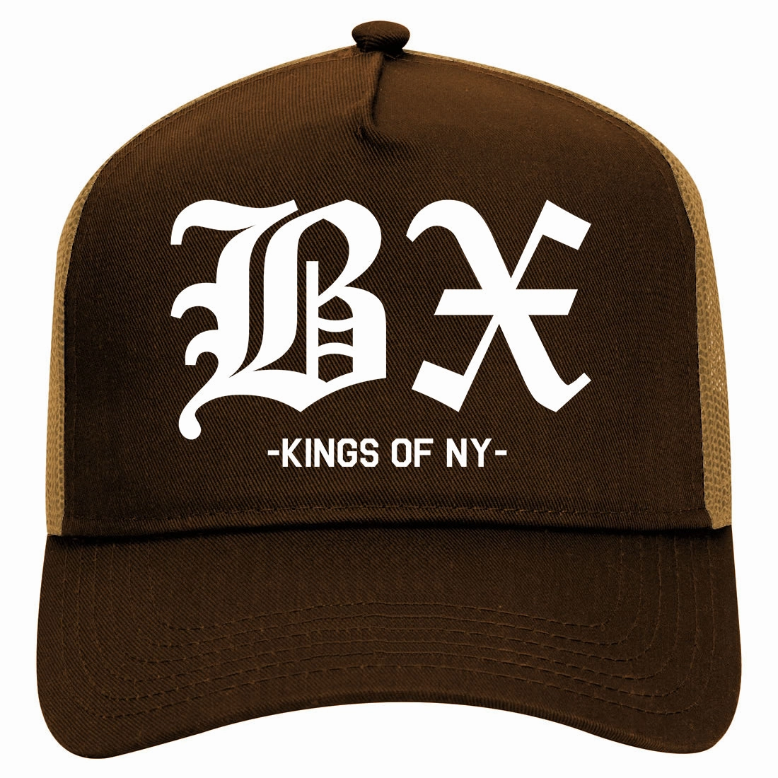 BX Old English Bronx New York Retro Adult 5 Panel Mesh Trucker Hat
