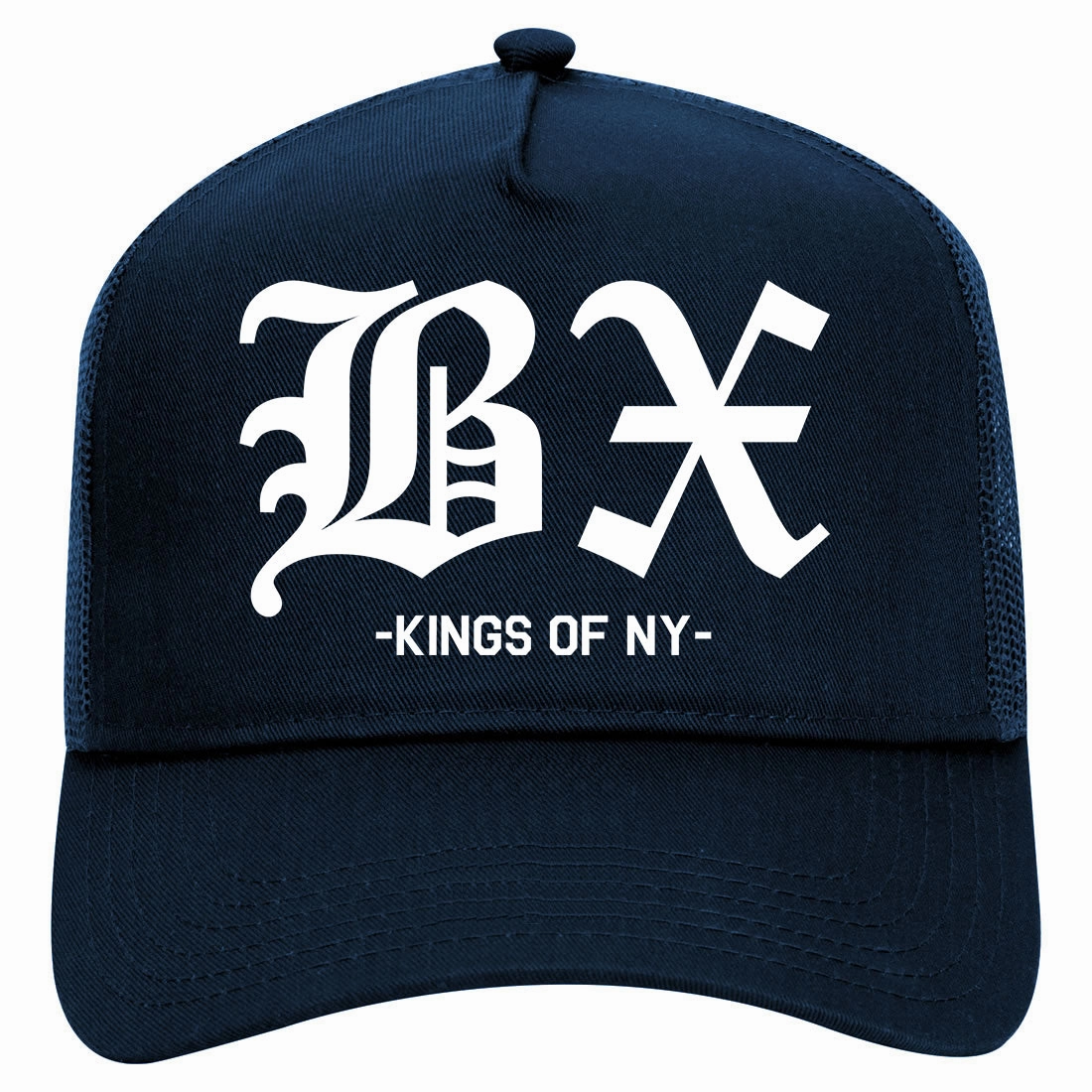 BX Old English Bronx New York Retro Adult 5 Panel Mesh Trucker Hat