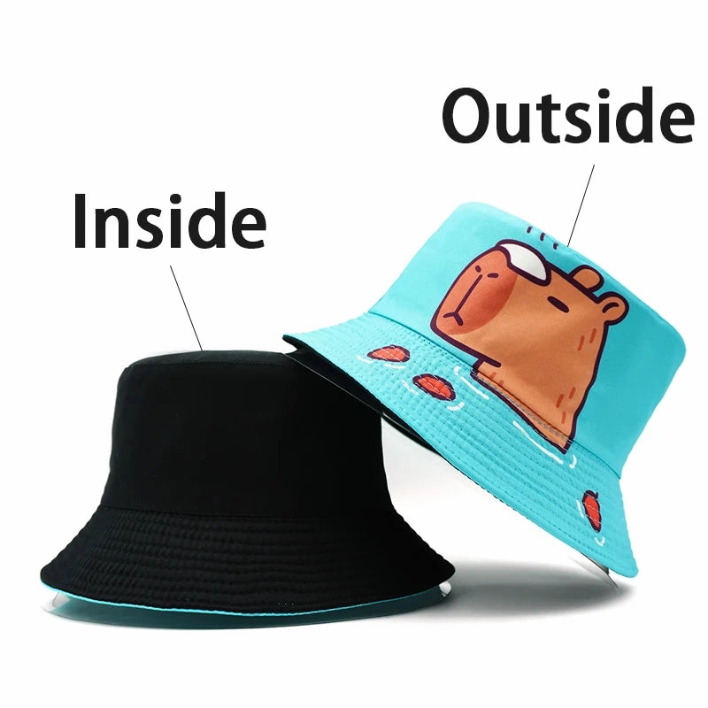 Capybara Blue Reversible Bucket Hat