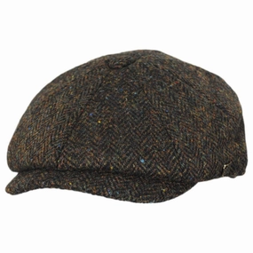 Carloway Harris Tweed Multi Fleck Wool Herringbone Newsboy Cap