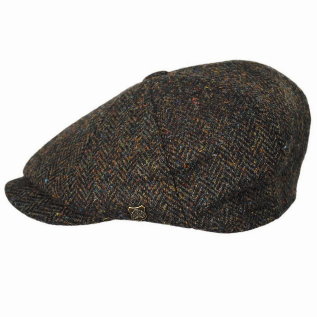 Carloway Harris Tweed Multi Fleck Wool Herringbone Newsboy Cap