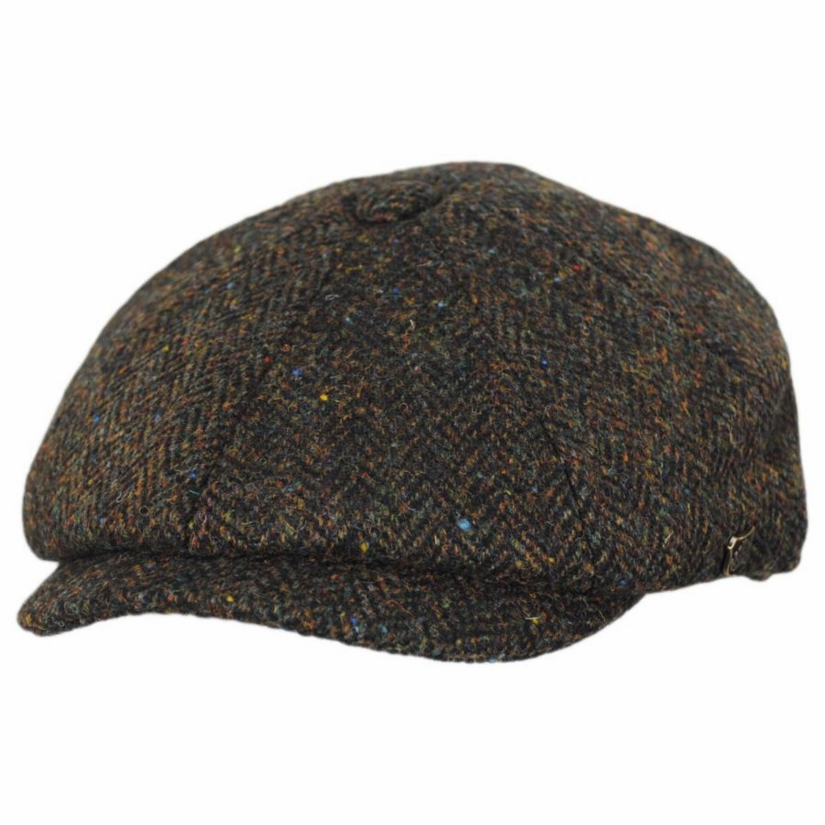 Carloway Harris Tweed Multi Fleck Wool Herringbone Newsboy Cap