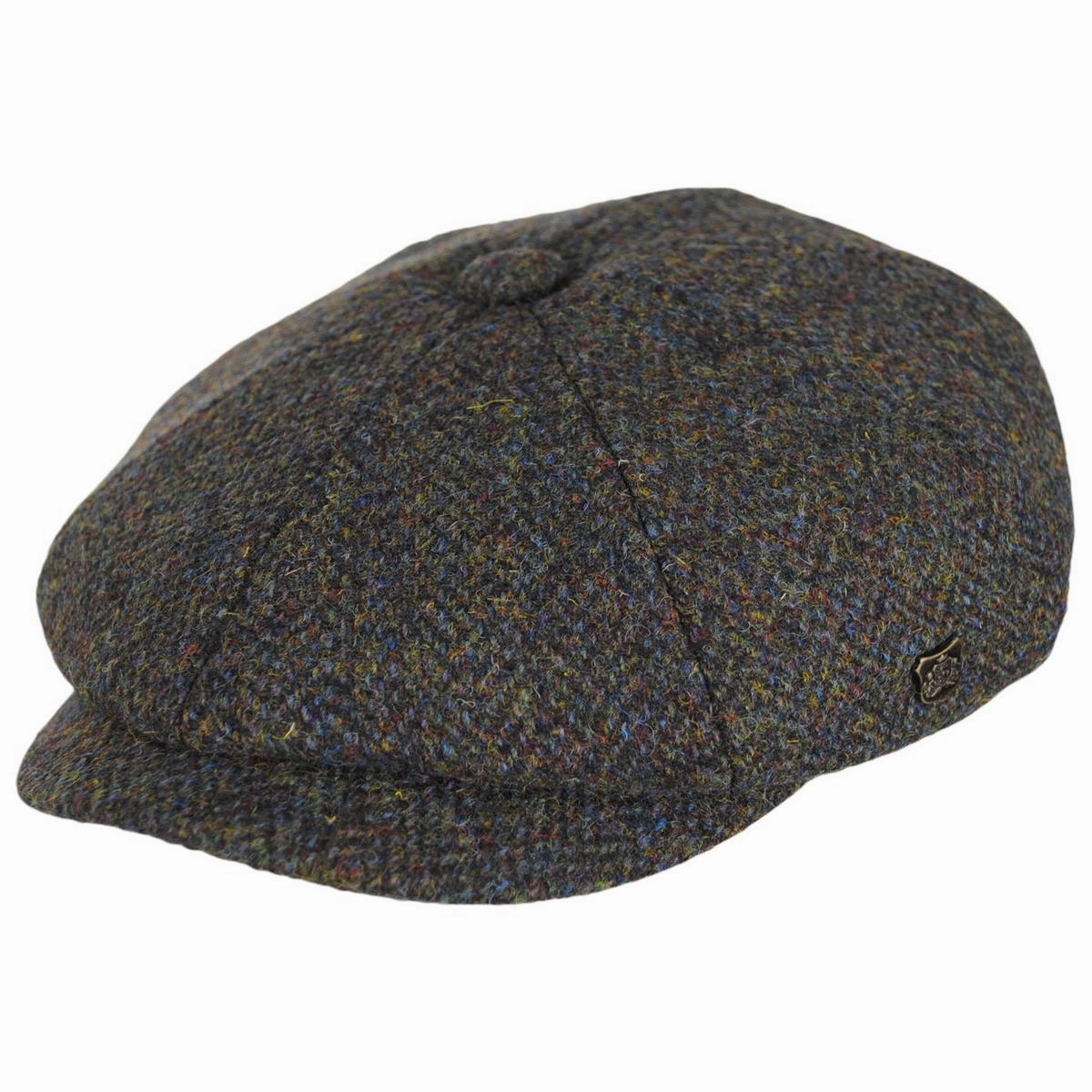 Carloway Harris Tweed Multi Fleck Wool Herringbone Newsboy Cap