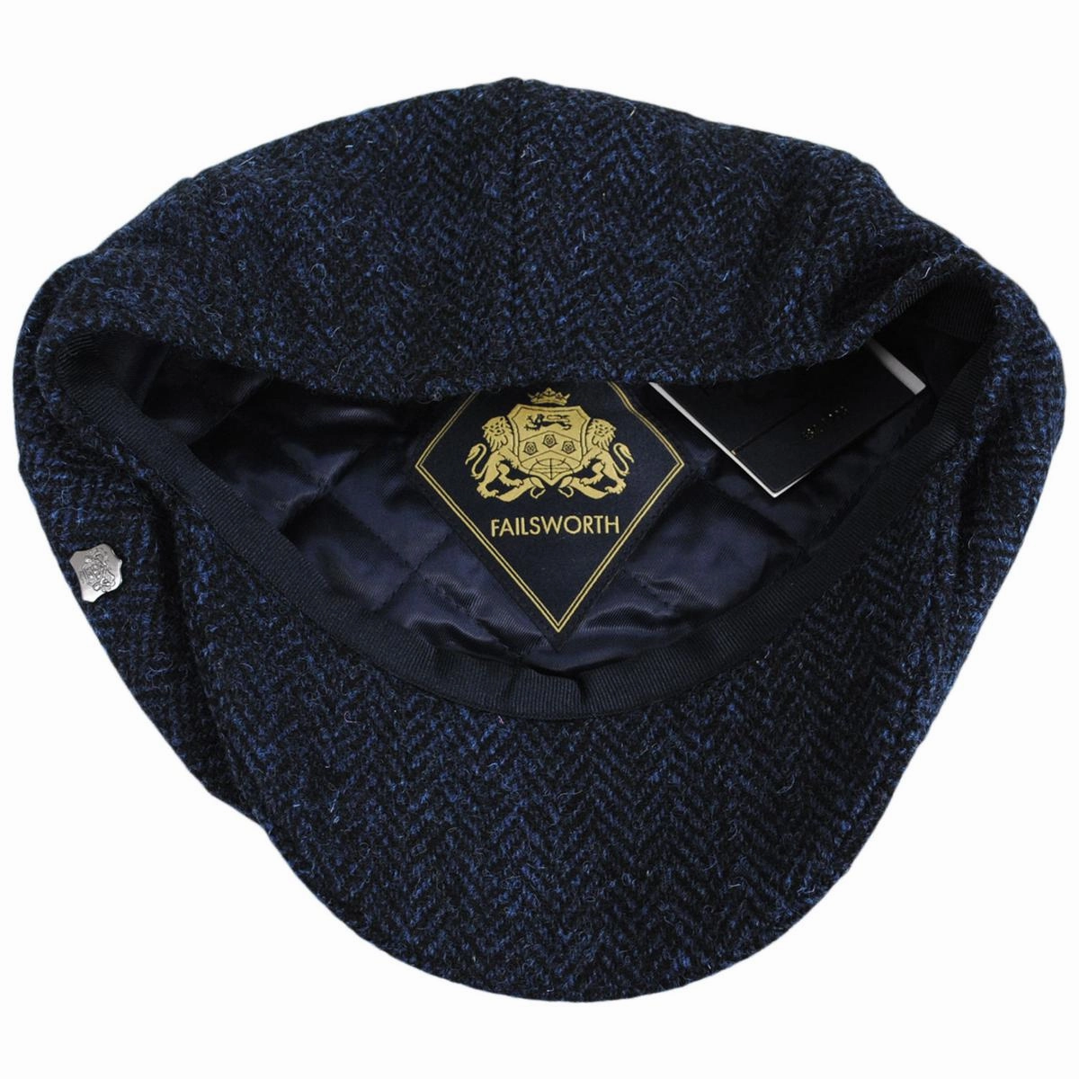 Carloway Harris Tweed Wool Herringbone Newsboy Cap - Blue