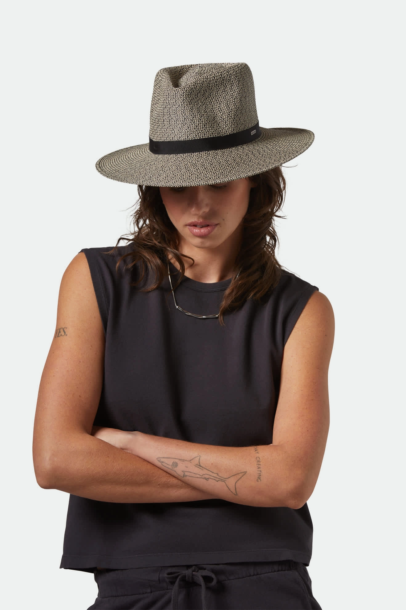 Carolina Straw Packable Travel Hat - Black/Natural