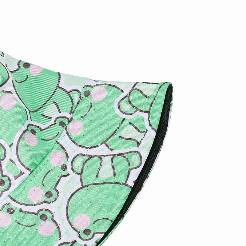 Cartoon Frogs Print Reversible Bucket Hat