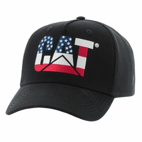 CAT American Flag Logo Trucker Hat