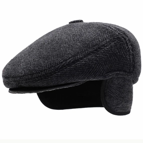 Chapman Winter Earflaps Wool Flat Cap
