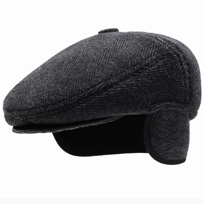 Chapman Winter Earflaps Wool Flat Cap