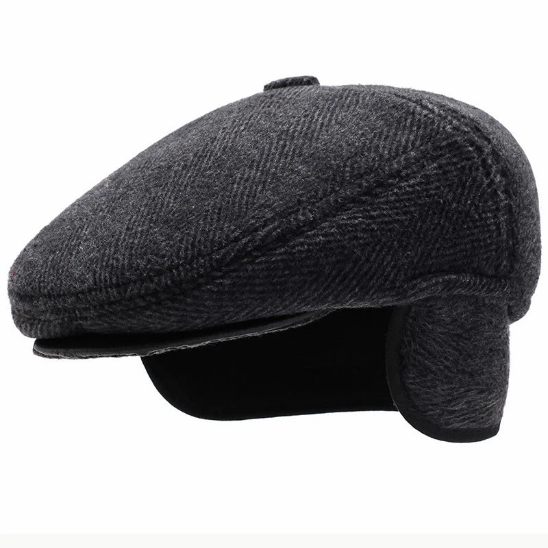 Chapman Winter Earflaps Wool Flat Cap