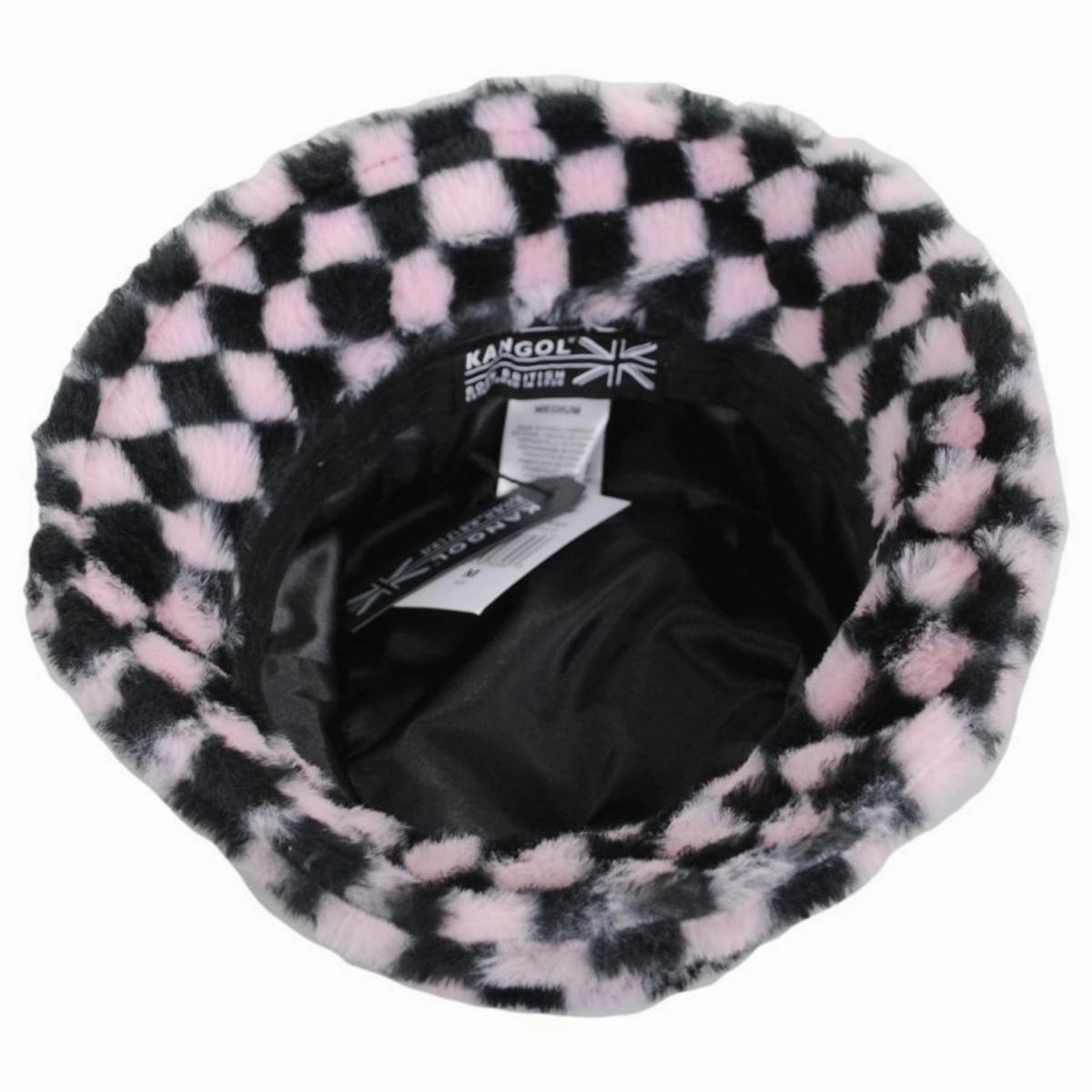 Checkerboard Faux Fur Bucket Hat