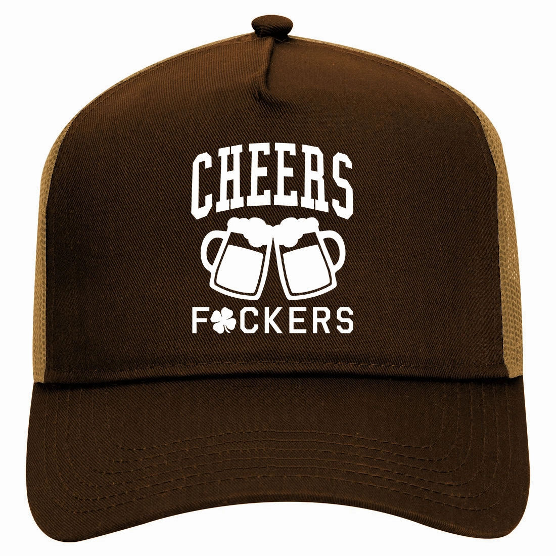 Cheers Fckers St Patricks Day Retro Adult 5 Panel Mesh Trucker Hat