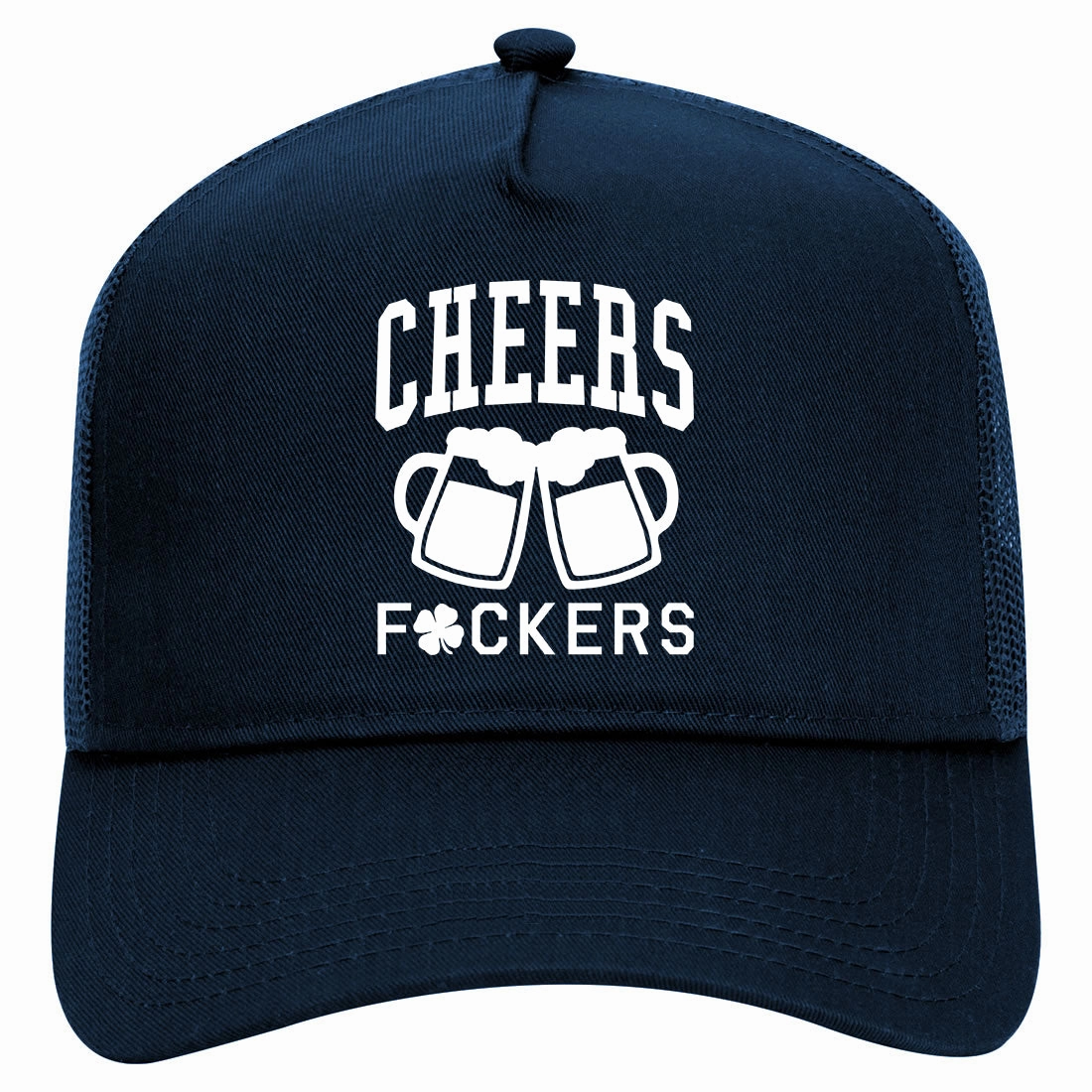 Cheers Fckers St Patricks Day Retro Adult 5 Panel Mesh Trucker Hat