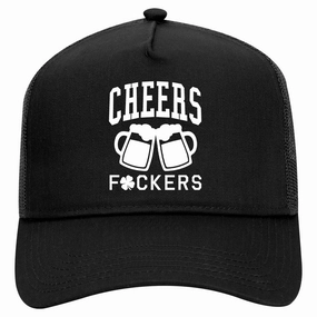 Cheers Fckers St Patricks Day Retro Adult 5 Panel Mesh Trucker Hat