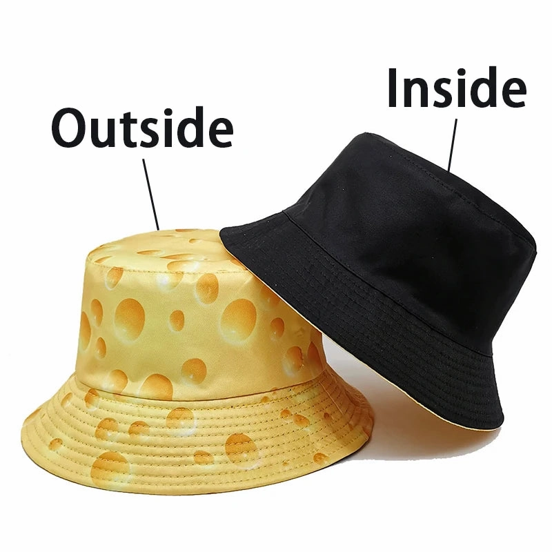 Cheese Print Reversible Bucket Hat