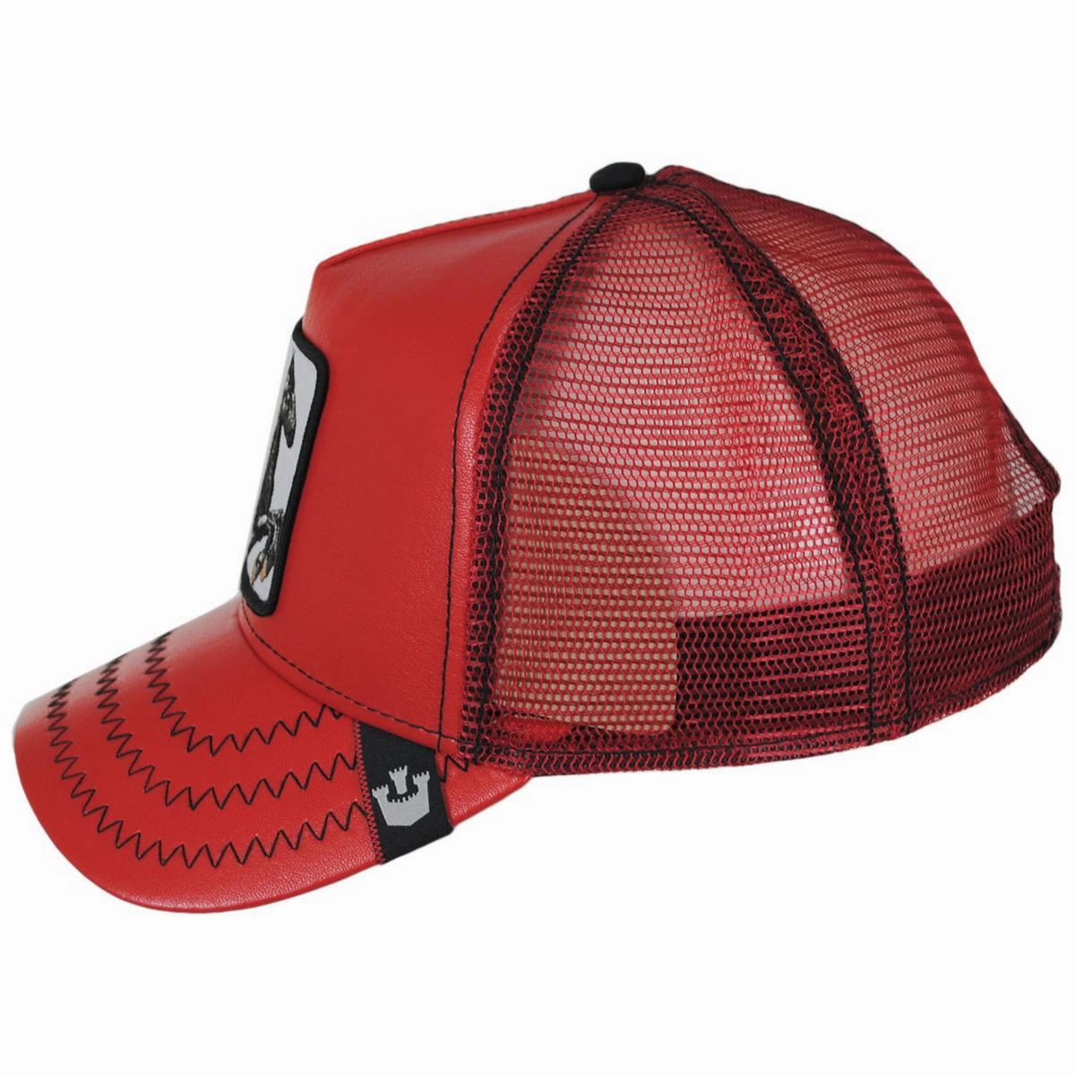 Cherry Mustang Stallion Vegan Leather Mesh Trucker Snapback Baseball Cap