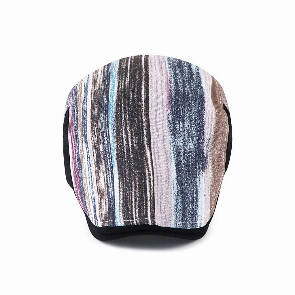 Chessy Striped Cotton Flat Cap