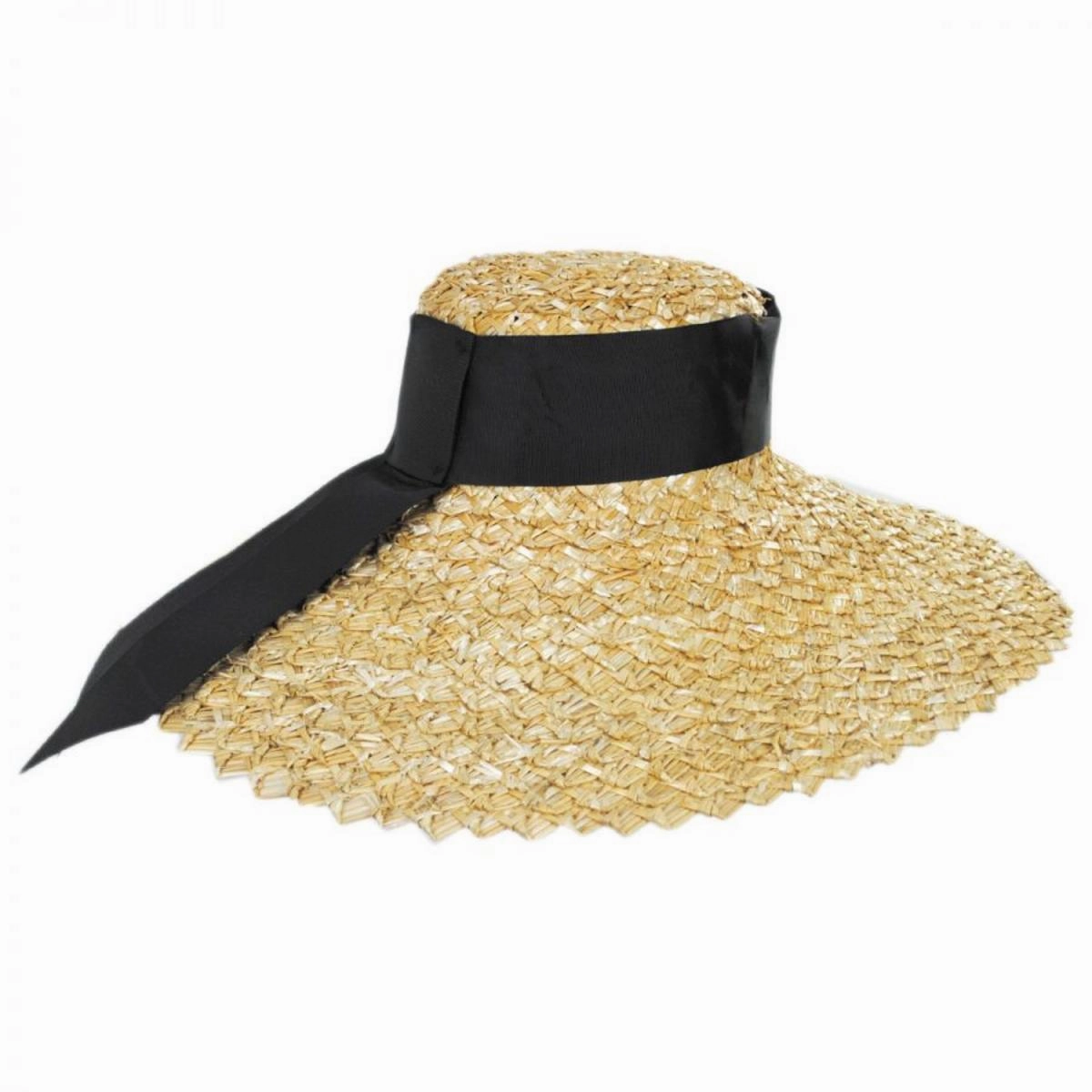 Chevron 6.5 Inch Brim Wheat Braid Lampshade Hat