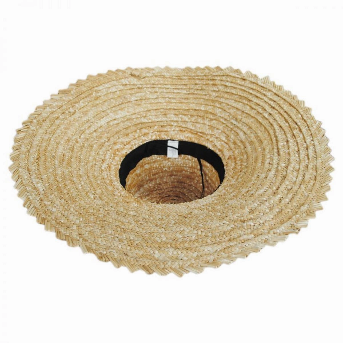 Chevron 6.5 Inch Brim Wheat Braid Lampshade Hat