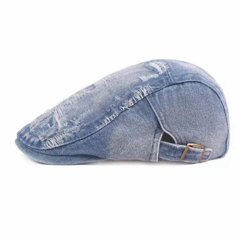 Classic Ripped Denim Flat Cap