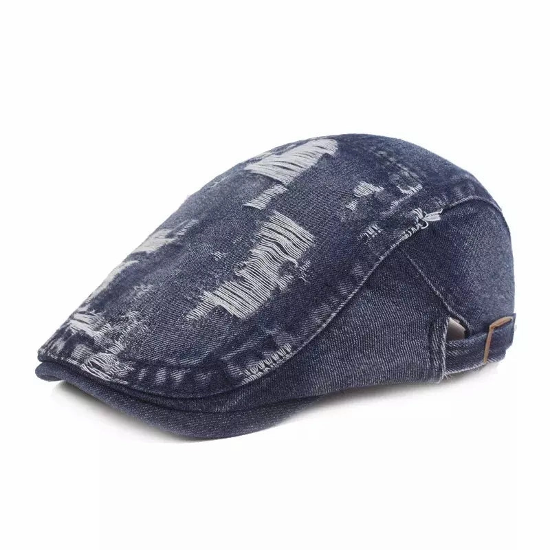 Classic Ripped Denim Flat Cap