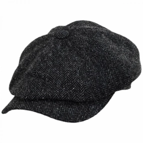 Classic Shetland Wool Herringbone Newsboy Cap