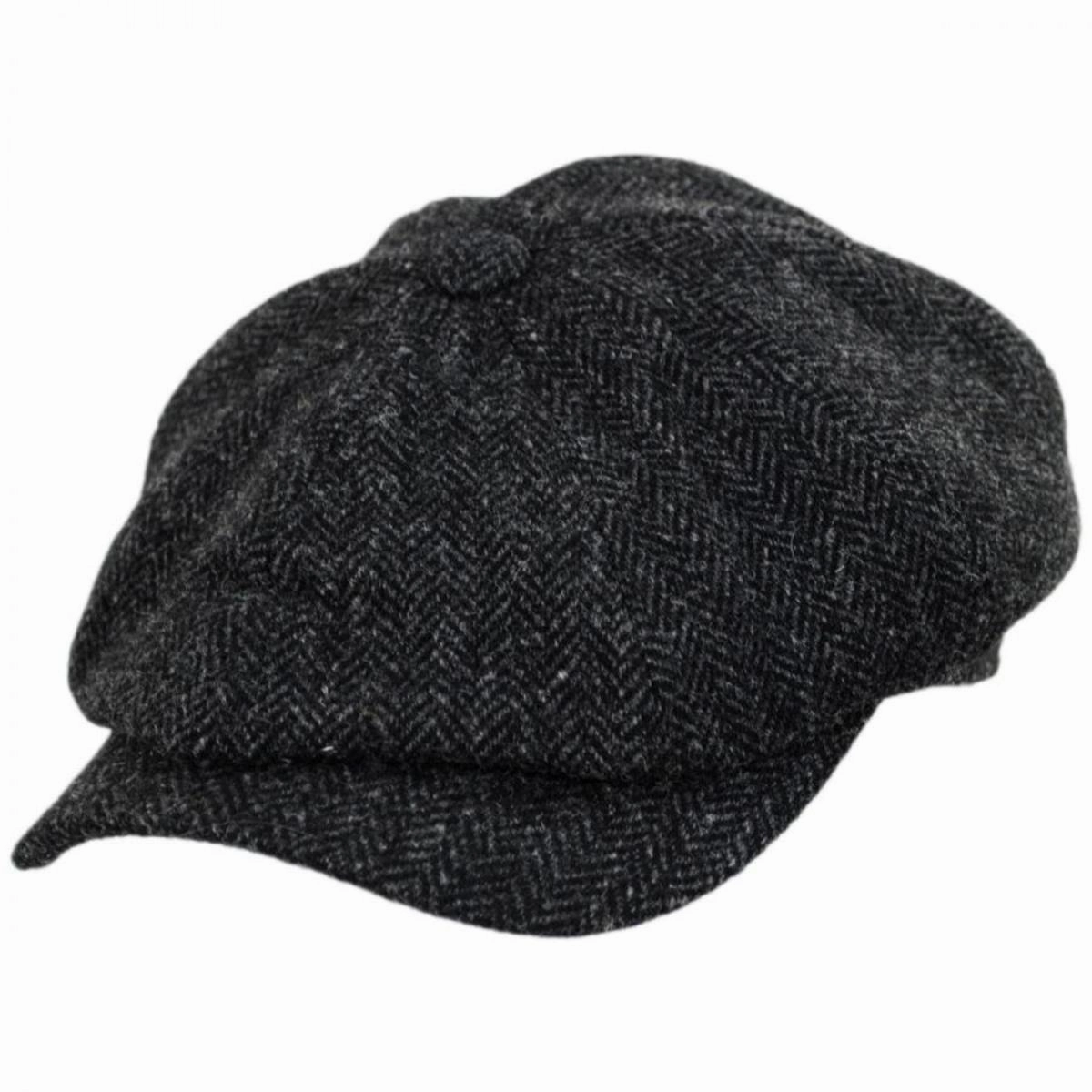 Classic Shetland Wool Herringbone Newsboy Cap