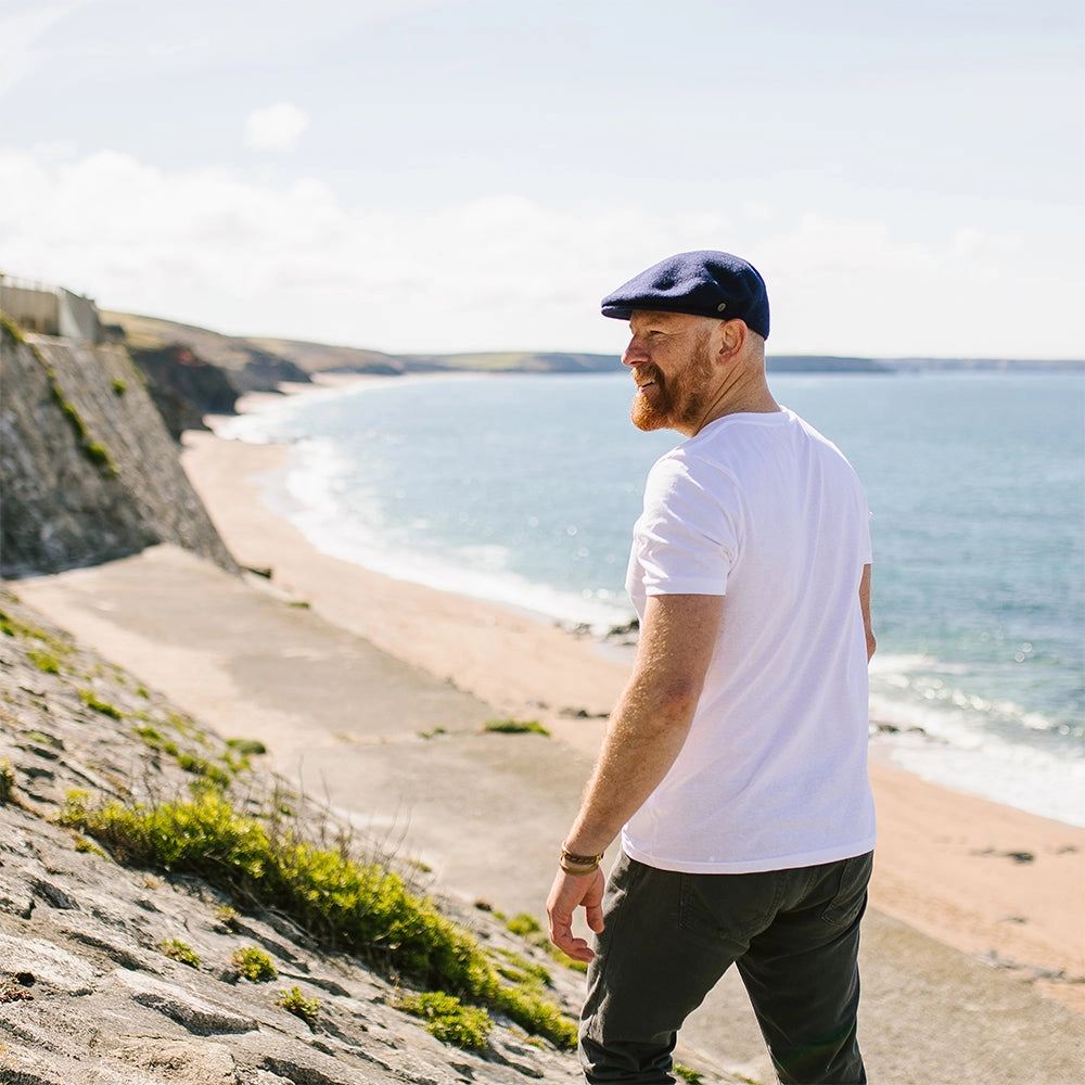 Classic Wool Flat Cap - Navy Blue