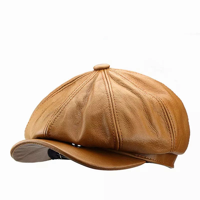 Cocteau Genuine Leather Newsboy Cap