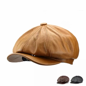 Cocteau Genuine Leather Newsboy Cap