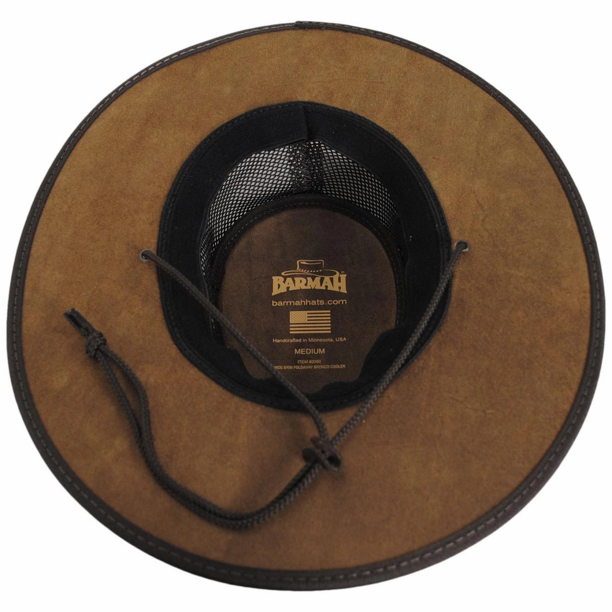 Cooler Bronco Cattle Leather Mesh Foldaway Drover Hat