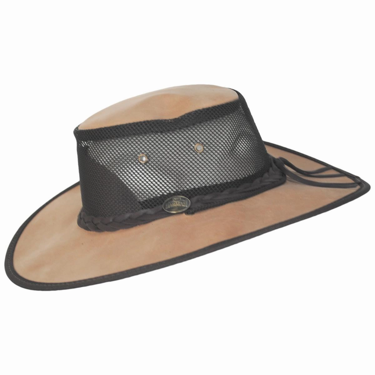 Cooler Bronco Cattle Leather Mesh Foldaway Drover Hat
