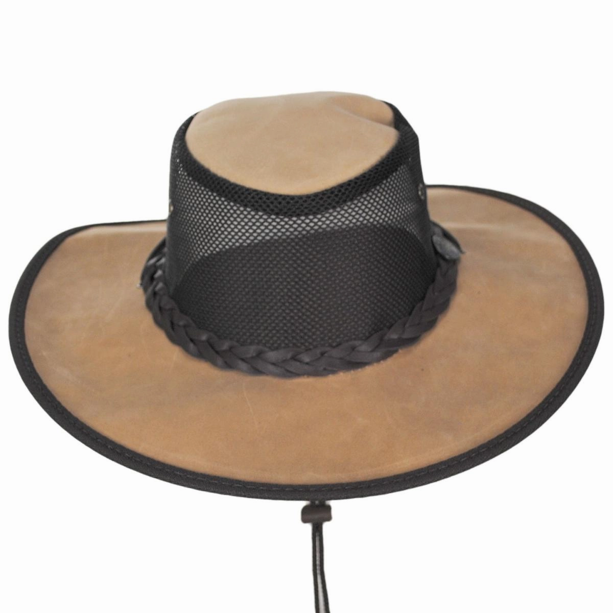 Cooler Bronco Cattle Leather Mesh Foldaway Drover Hat
