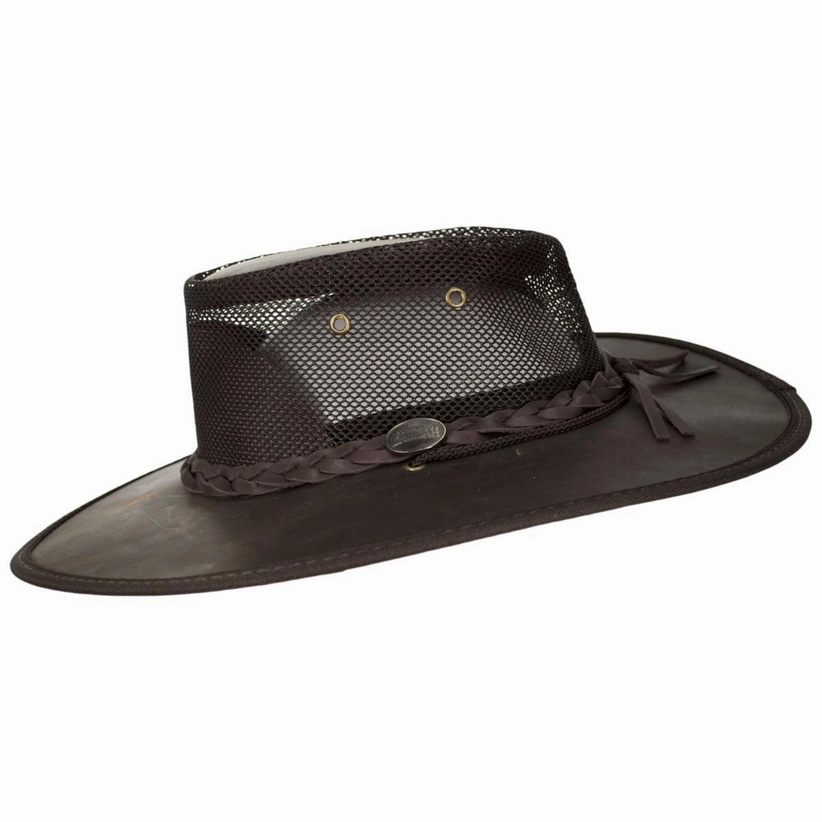 Cooler Bronco Cattle Leather Mesh Foldaway Drover Hat