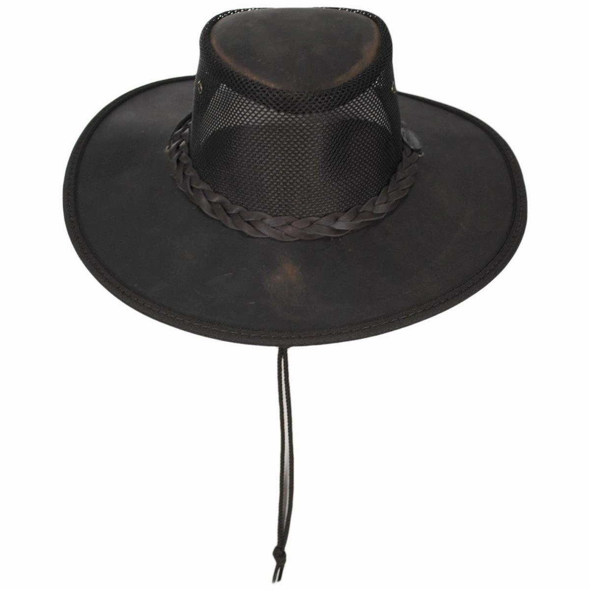 Cooler Bronco Cattle Leather Mesh Foldaway Drover Hat