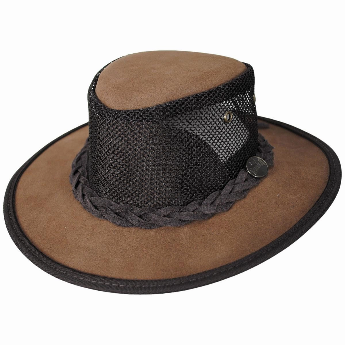 Cooler Cattle Suede Leather Mesh Foldaway Drover Hat