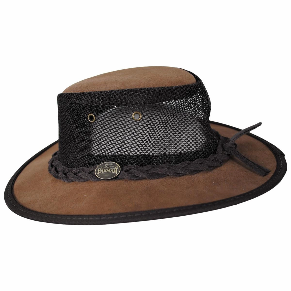 Cooler Cattle Suede Leather Mesh Foldaway Drover Hat