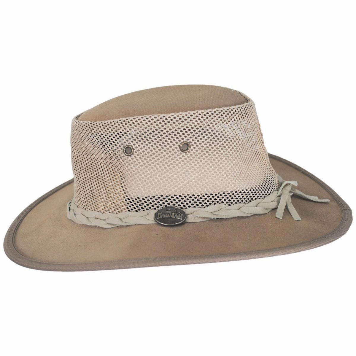 Cooler Cattle Suede Leather Mesh Foldaway Drover Hat