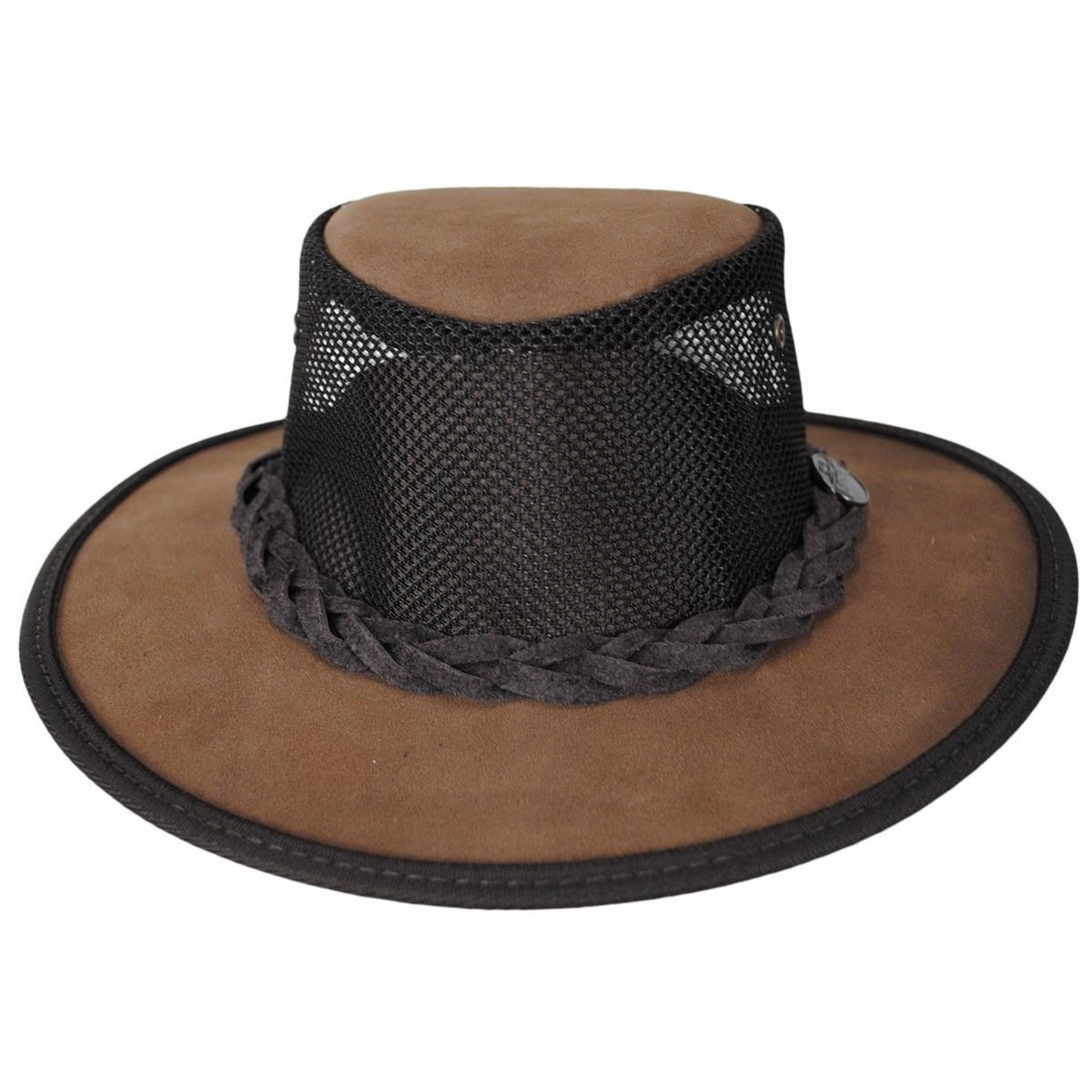 Cooler Cattle Suede Leather Mesh Foldaway Drover Hat