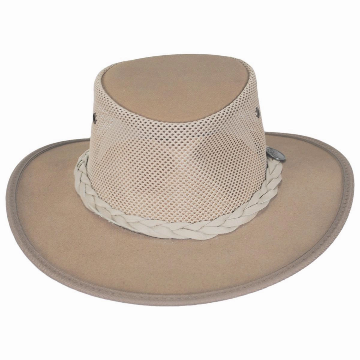 Cooler Cattle Suede Leather Mesh Foldaway Drover Hat