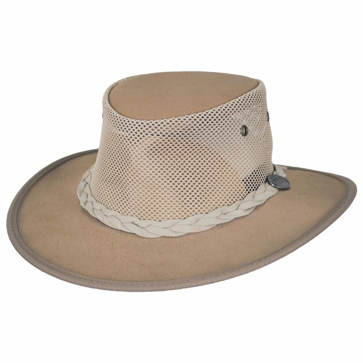 Cooler Cattle Suede Leather Mesh Foldaway Drover Hat