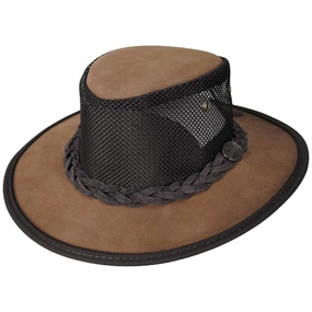 Cooler Cattle Suede Leather Mesh Foldaway Drover Hat