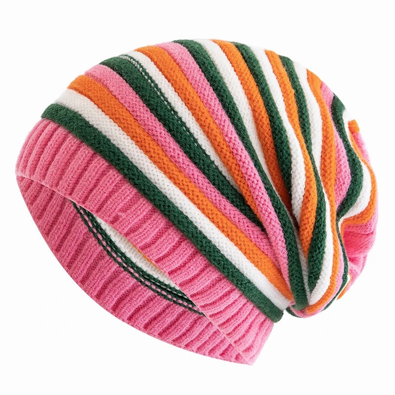 Coraline Slouchy Striped Knitted Beanie