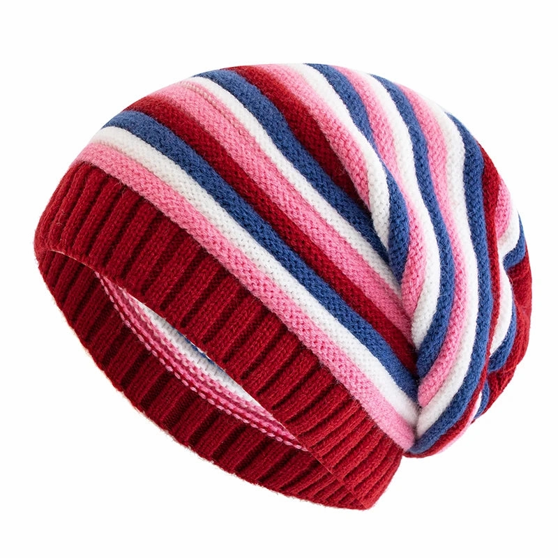 Coraline Slouchy Striped Knitted Beanie
