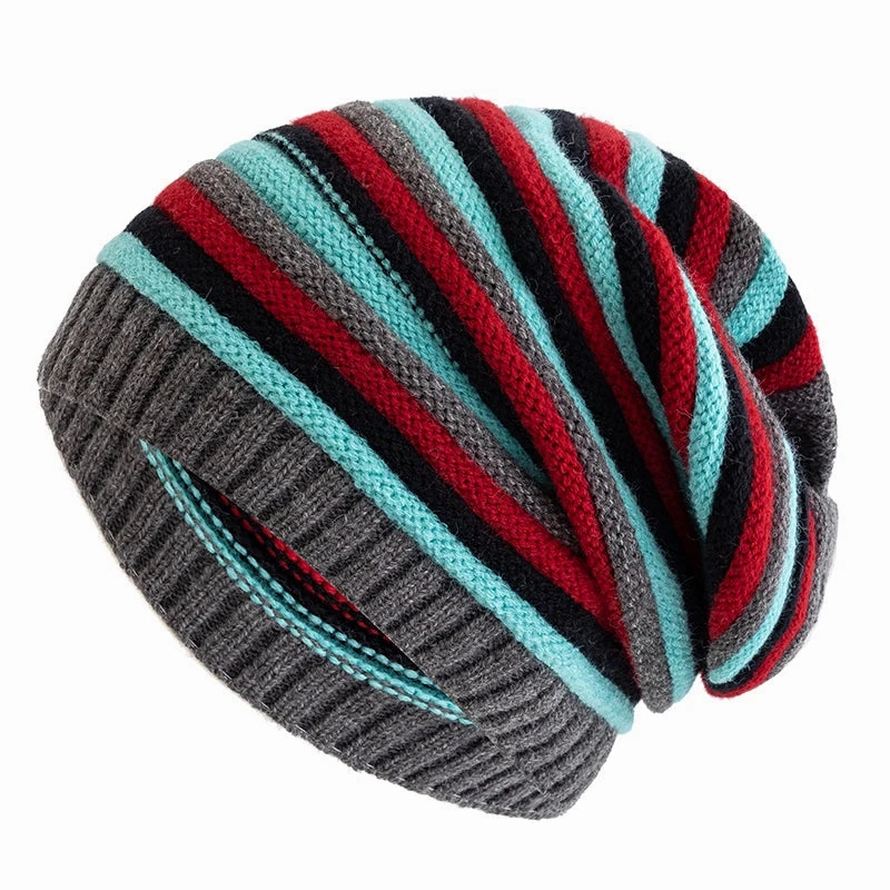 Coraline Slouchy Striped Knitted Beanie